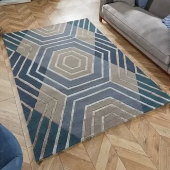 Covor, Flair Rugs, Architect Harlow Denim, 160 x 230 cm, lana/viscoza, multicolor imagine