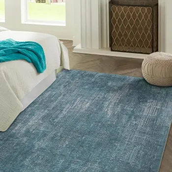 Covor, Folk Chenille, 150x230 cm, Poliester, Albastru imagine