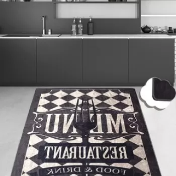 Covor, Food And Drink Djt , 50% TESTURA DE catifea/50% poliester, Negru / Crem imagine