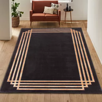 Covor, G6732, 150x230 cm, Poliester, Antracit / Aur imagine