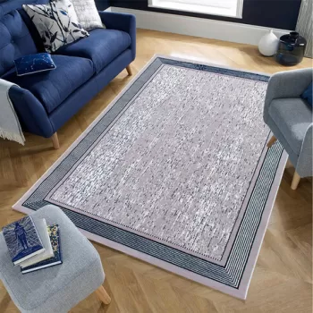 Covor, G6755, 150x230 cm, Poliester, Gri/Albastru imagine