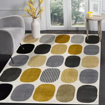 Covor, HE679 , 150x230 cm, Polipropilena, Crem / Galben imagine