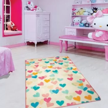 Covor, Hearts , 140x190 cm, Catifea, Multicolor imagine