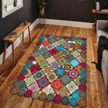 Covor, HMNT966, 50x80 cm, Poliester, Multicolor imagine