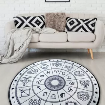 Covor, Horoscope Beyaz 100X100 , 50% TESTURA DE catifea/ 50% POLIESTER, Multicolor imagine