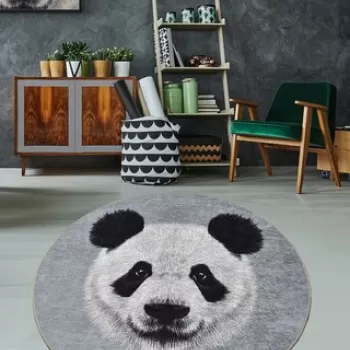 Covor, Huge Panda Djt Cap 100 , 50% TESTURA DE catifea/50% poliester, Gri/Negru imagine