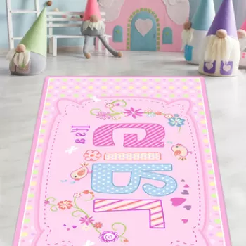 Covor, It's A Girl , 80x120 cm, Catifea, Multicolor imagine