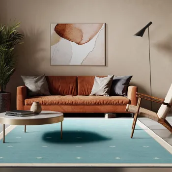Covor, Kece-Fr119, 80x300 cm, Poliester, Albastru imagine