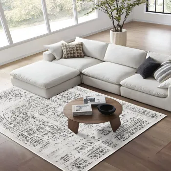 Covor, Kece-Fr121, 100x200 cm, Poliester, Gri imagine