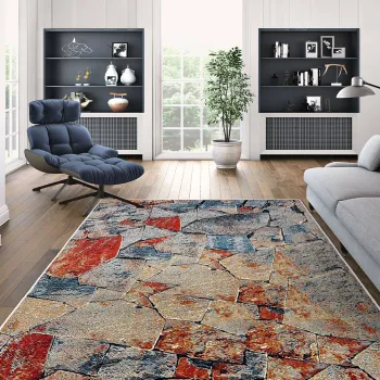 Covor, Kece-Fr90, 100x300 cm, Poliester, Rosu imagine