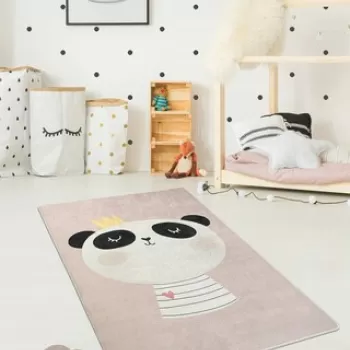 Covor, King Panda , 140x190 cm, Catifea, Multicolor imagine