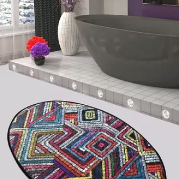 Covor, Maglie Oval DJT , 60x90 cm, Catifea, Multicolor imagine