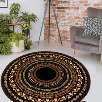 Covor, Mistik Mandala Cap 100X100 , 50% TESTURA DE catifea/ 50% POLIESTER, Multicolor imagine