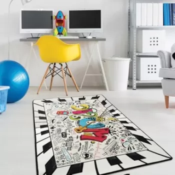 Covor, Music , 140x190 cm, Catifea, Multicolor imagine