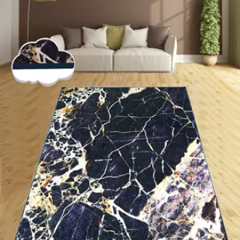Covor, Natural Stone Black 80X120 , 80x120 cm, 50% TESTURA DE catifea/50% poliester, Negru / Violet / Alb imagine