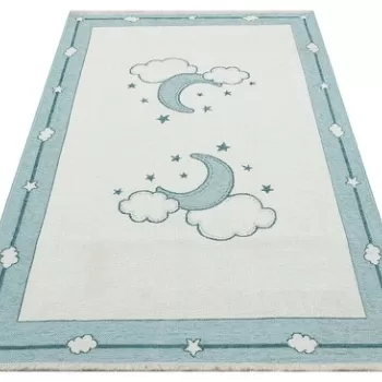 Covor, Nb 01 Blue , 115x180 cm, 100% POLIESTER/BUMBAC, Albastru imagine