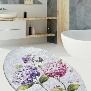 Covor, Ortanca Oval DJT , 60x90 cm, Catifea, Multicolor imagine