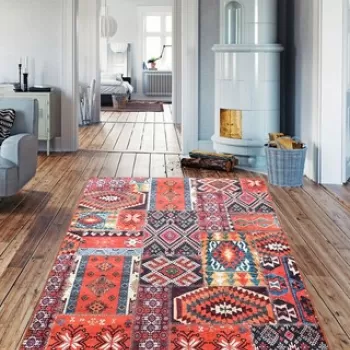 Covor, Patchwork , 50% TESTURA DE catifea/50% poliester, Multicolor imagine