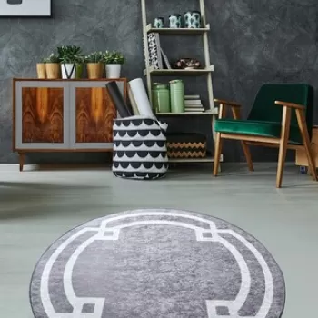 Covor, Perla DJT , Catifea, Gri/Alb imagine