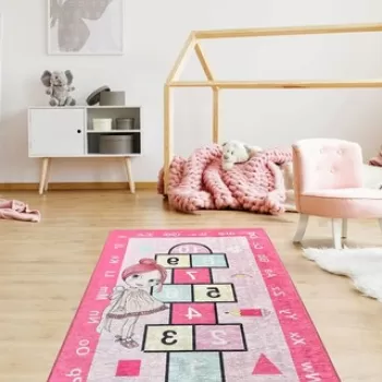 Covor, Prenses Seksek , 140x190 cm, Catifea, Multicolor imagine