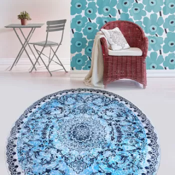 Covor, Raiya Cap, 80x80 cm, Poliester, Albastru imagine