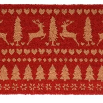 Covor Reindeer, 39x59 cm, fibra de cocos, rosu imagine