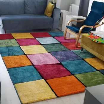 Covor, Renkli Kare, 80x150 cm, Polipropilena, Multicolor imagine