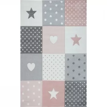 Covor rezistent Eko, KDS 05 - Grey, Pink, 100% polipropilena, 120 x 180 cm imagine