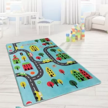 Covor, Road, 140x190 cm, Catifea, Multicolor imagine