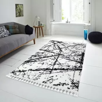 Covor, Safari, 150x230 cm, Poliester, Alb negru imagine