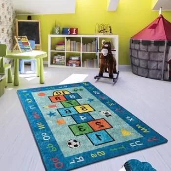 Covor, Seksek, 140x190 cm, Catifea, Multicolor imagine