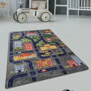 Covor, Small Town, 140x190 cm, Catifea, Multicolor imagine