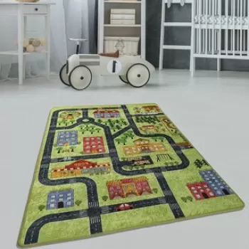 Covor, Small Town, 200x290 cm, Catifea, Multicolor imagine