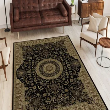 Covor, W729, 100x200 cm, Poliester, Negru imagine