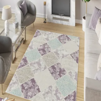 Covor, W732, 160x230 cm, Poliester, Bej / Mov / Albastru / Nurca imagine