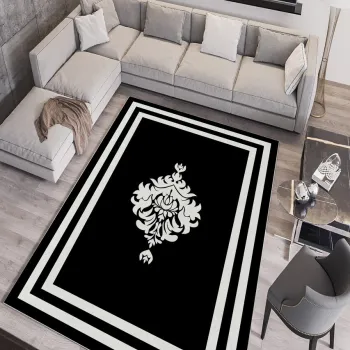 Covor, W751, 80x150 cm, Poliester, Negru imagine