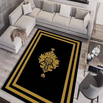 Covor, W752, 100x150 cm, Poliester, Negru imagine