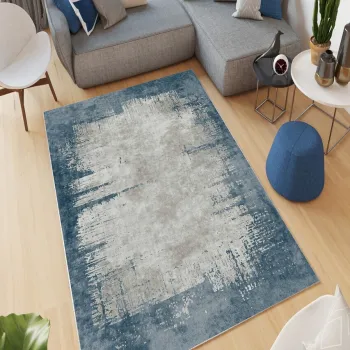 Covor, W800, 100x200 cm, Poliester, Albastru imagine