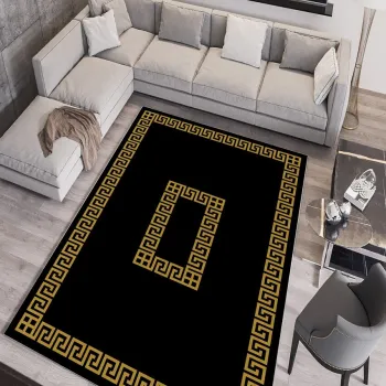 Covor, W871, 180x280 cm, Poliester, Negru imagine