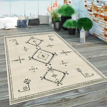 Covor, Woobtny0149, 160x230 cm, BUMBAC/CHENILA, Crem imagine