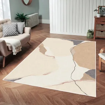 Covor, Woobtny0203, 160x230 cm, BUMBAC/CHENILA, Crem imagine