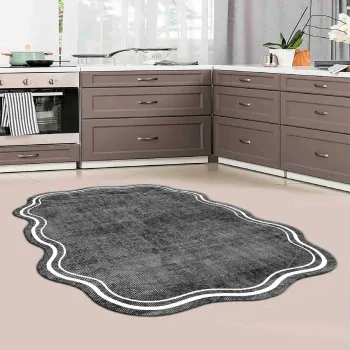 Covor, Wookece283, 80x150 cm, Poliester, Gri/Alb imagine