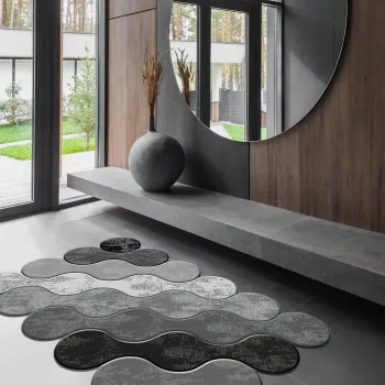 Covor, Wookece292, 100x150 cm, Poliester, Alb / Gri / Negru imagine