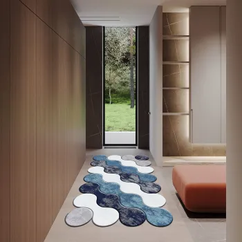 Covor, Wookece298, 100x200 cm, Poliester, Albastru deschis / Turcoaz / Liliac / Bleumarin imagine