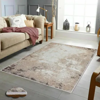 Covor, Wookece312, 120x180 cm, Poliester, Bej / Alb / Nurca imagine