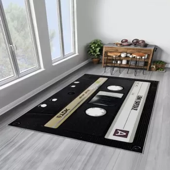 Covor, Woopamuk012, 120x180 cm, Bumbac, Negru imagine