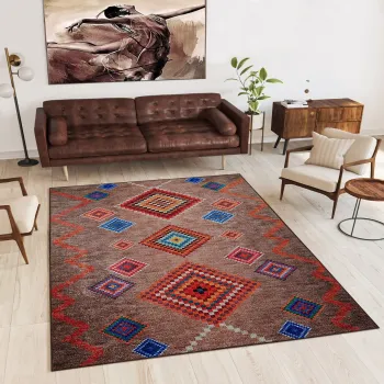 Covor, Woopamuk015, 120x180 cm, BUMBAC/POLIESTER, Maro imagine