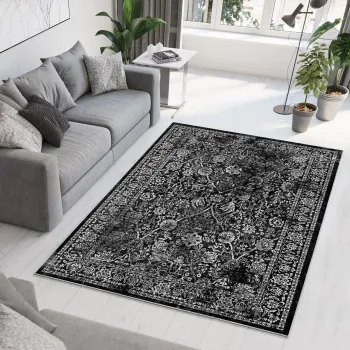 Covor, Woopamuk313, 80x150 cm, BUMBAC/POLIESTER, Negru imagine