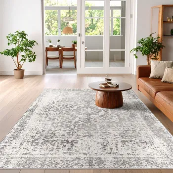 Covor, Woosonil082, 80x150 cm, Bumbac, Crema / nurca imagine