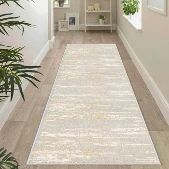 Covor, Wooylk0033, 100x400 cm, Poliester, Crem / Bej imagine